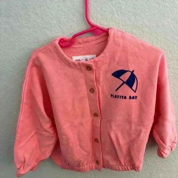 Zara Kids Lightweight Sweater Cardigan Coral Jacket Size 1-2 - Picture 4 of 8